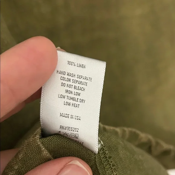 Beau Jours Top Women’s XL Olive Green Linen Lagenlook Boxy Beach - Picture 9 of 14